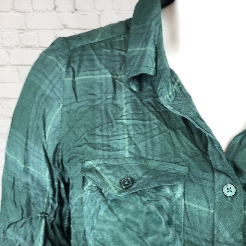 0X 2X 3X Style&Co Green Plaid Button Utility Shirt - Picture 6 of 6
